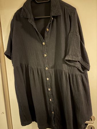 Damen Bluse schwarz 100% Baumwolle Grösse XXL