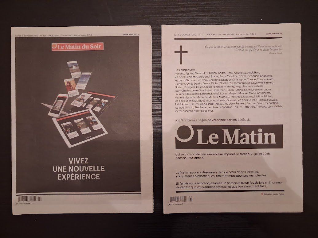 Revues & Magazines: Journal le Matin double – D'occasion à Genève par Bell-47
