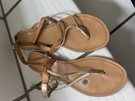 COACH Sandalen Gold/Braun Leder Gr. 38 Sommer Top Zustand