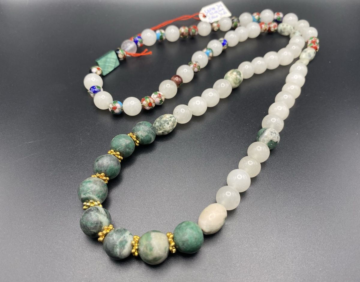 Ketten: Jade und Cloisonnè Perlen Halskette – Neu (gemäss Beschreibung) aus Lamone von LaCantinaMagica 2