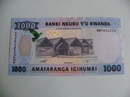 Original 1000 Ruanda Francs 2015, Banknote, Zustand Unc
