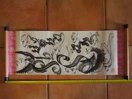 Rouleau calligraphie dragon et phénix peinture asiatique ...