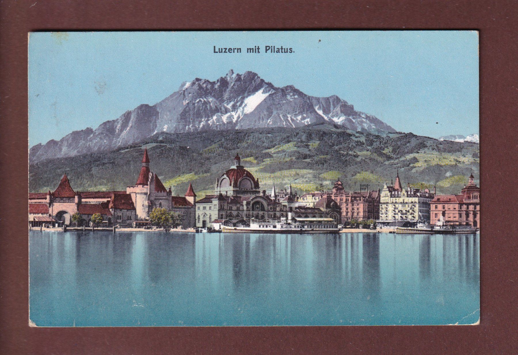 Cartoline postali: LUZERN mit Pilatus - 1908 – Usato da Pully venduto da nicecards