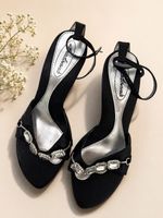 IDEADONNA Elegante High Heels / Sandaletten Schwarz & Silber