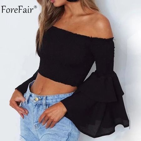 Schwarze Bluse mit Trompetenärmel Gr S *neuwertig*