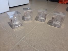 4 dekorative LED-Leuchten, batteriebetrieben, 11 cm hoch
