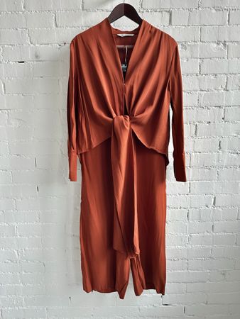 ZARA Set in Ziegelrot (Bluse & Hose) / S / M