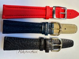 3 Stück 20mm Uhrenarmband 2x Leder + Aqua, bracelet montre