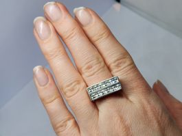 Silber Ring 925 mit Zirkonia Steinen, Grösse 17 mm top