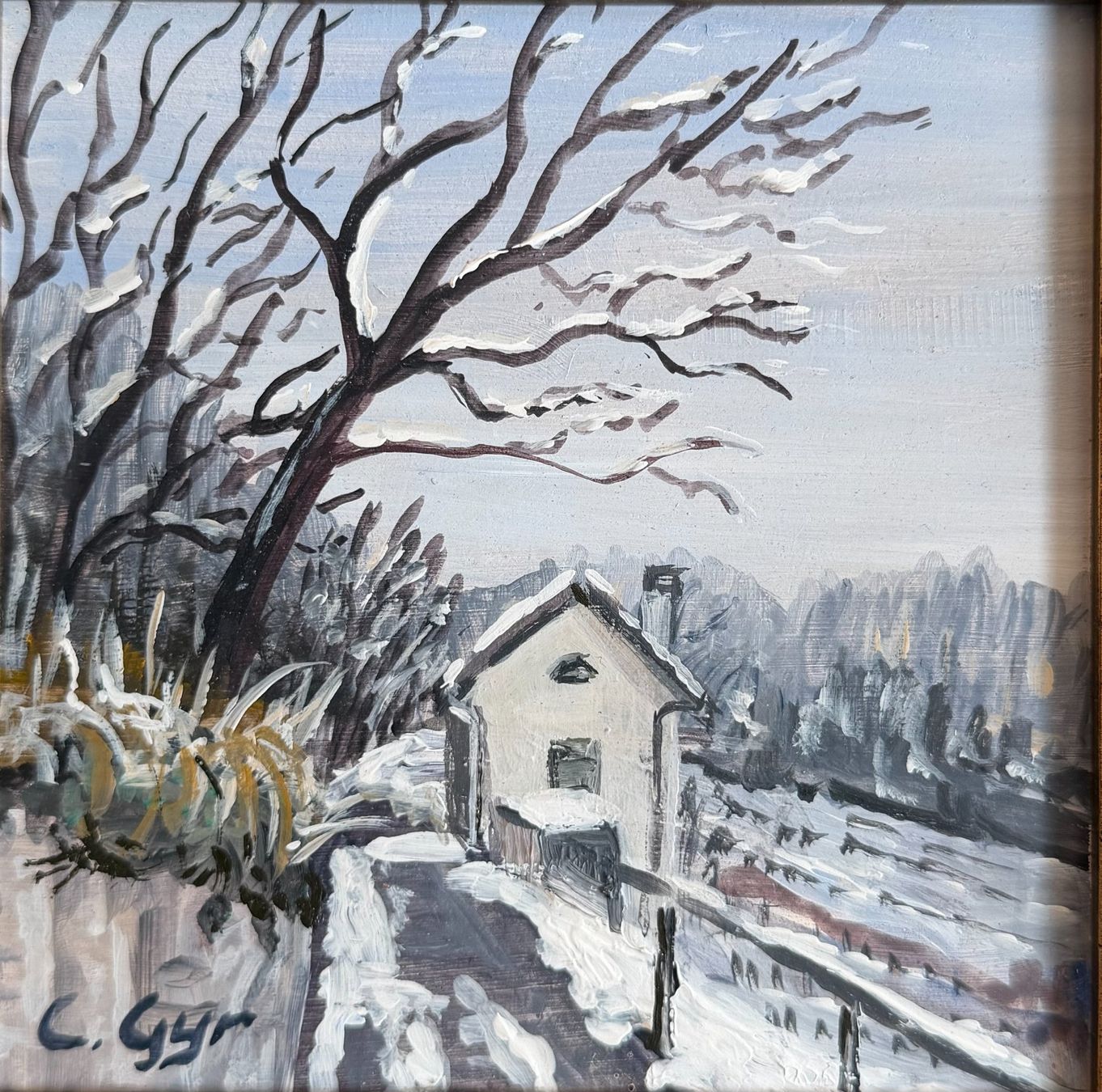 Dipinti: Winterliche Miniatur-Gemälde, 2er Set, gerahmt, Top! – Usato da Basel venduto da Kaffee_und_Kunst 4