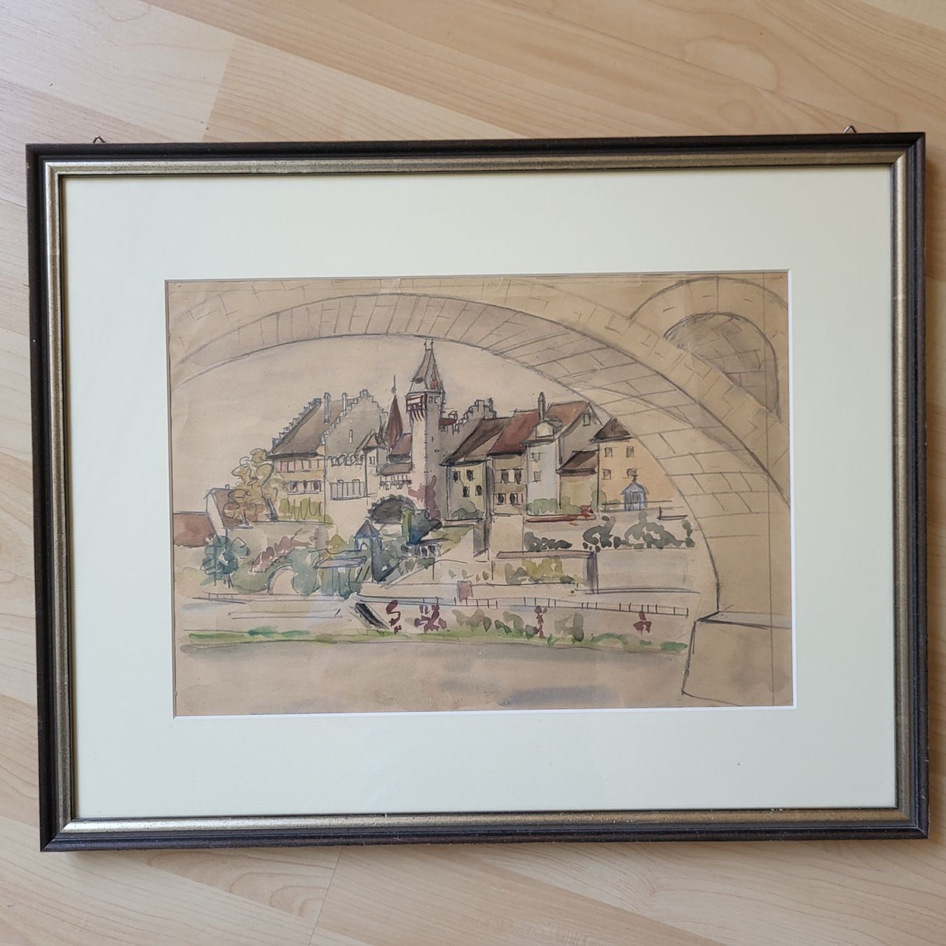 Dipinti: Bremgarten mit Reuss Aquarell 1943 – Usato da Berikon venduto da Zimmerlinde5