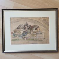 Bremgarten mit Reuss Aquarell 1943