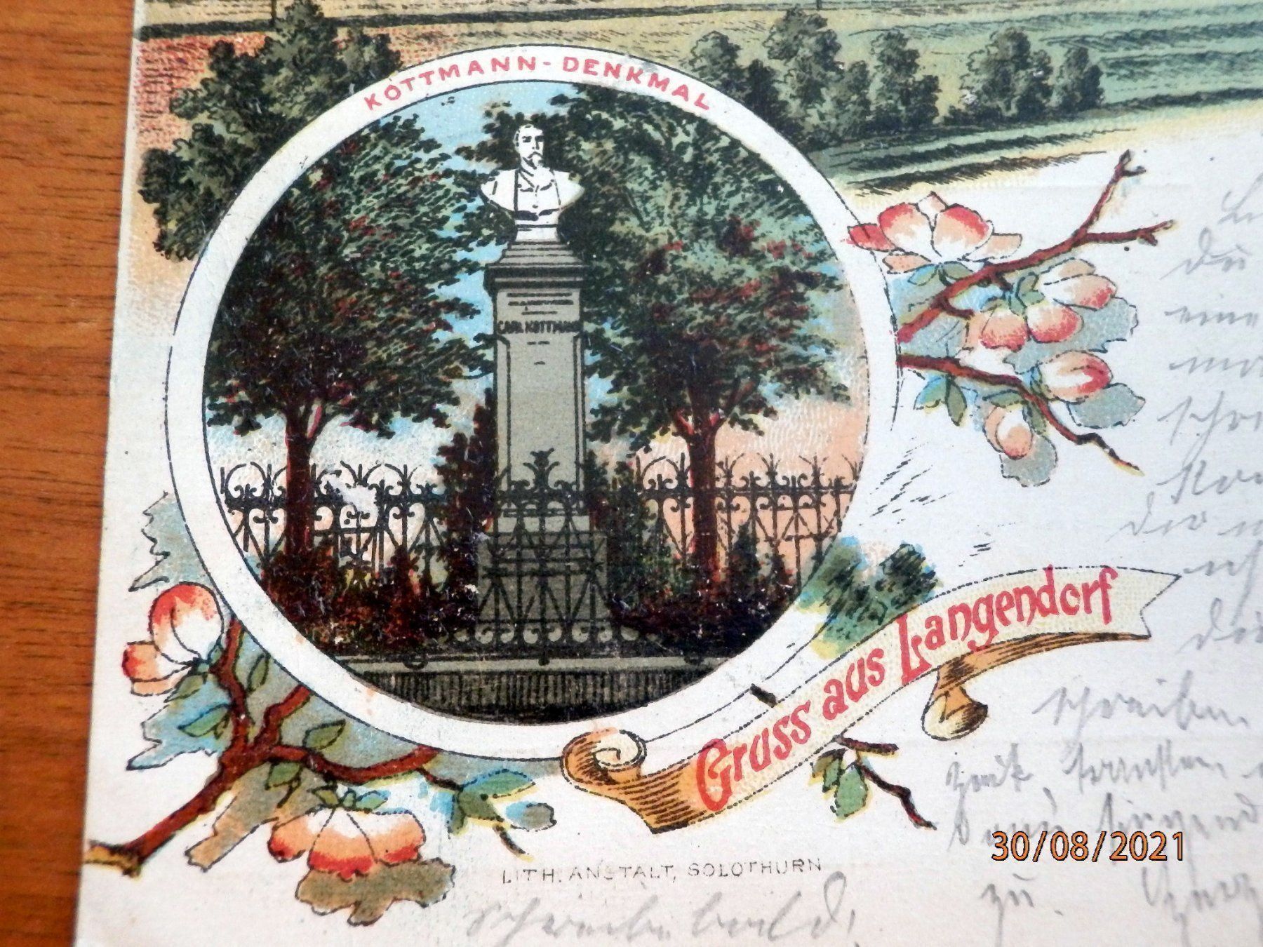 Cartoline postali: Gruss aus Langendorf, 15. VIII. 1899 – Usato da Ueberstorf venduto da dinbau 1