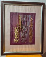 Vintage Bild mit Floristik Details/Holzrahmen mit Silberrand