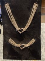 Schmuckset Herz Kette und Armband silberfarben neu