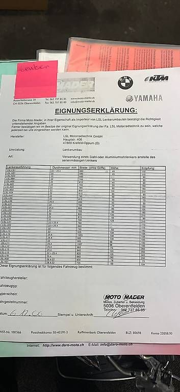 Tutti i ricambio per moto: Motorrad Lenker – Usato da Volketswil venduto da mascalzone-latino 1