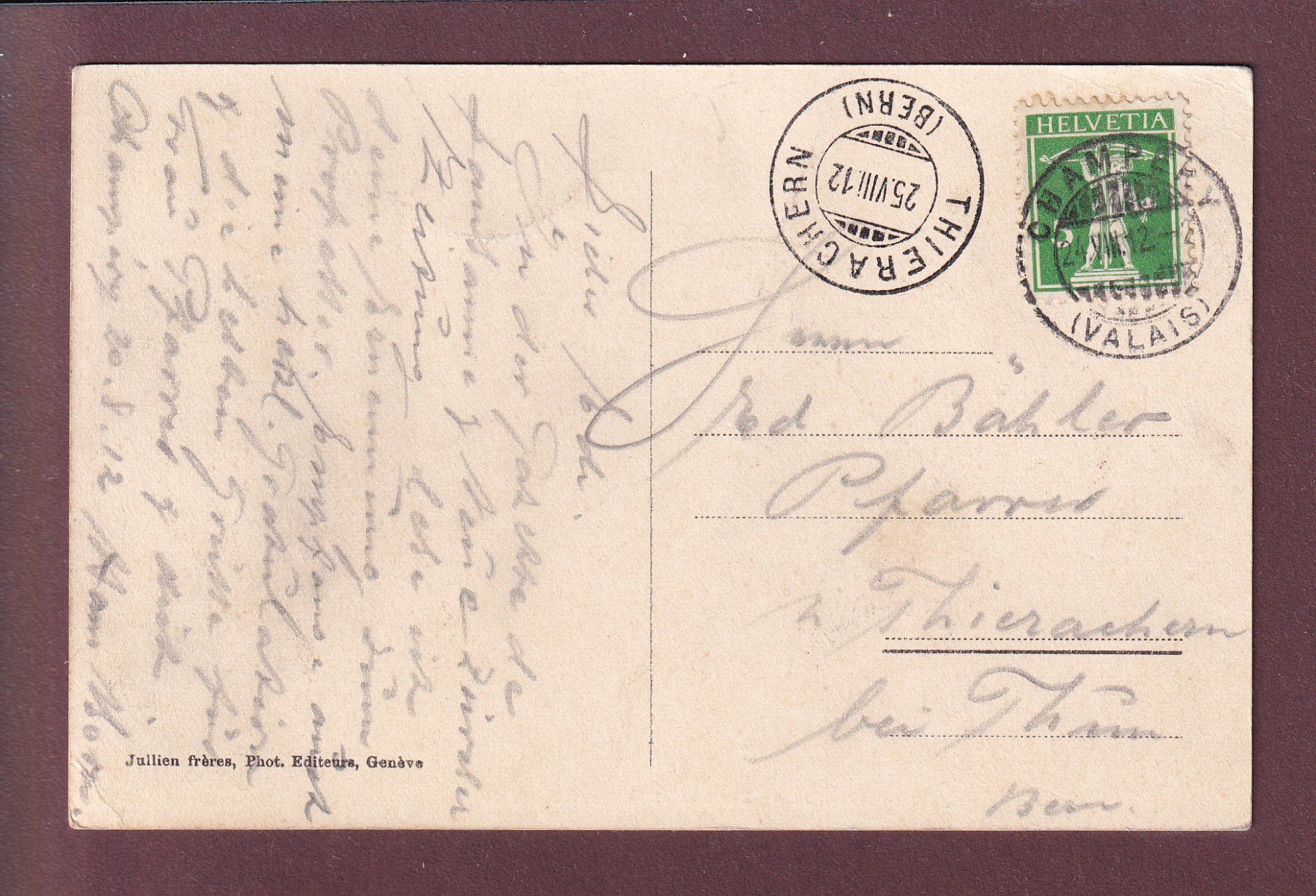 Ansichtskarten: BARMAZ - Dents du Midi - 1912 // pli d'angle // – Gebraucht aus Pully von nicecards 1