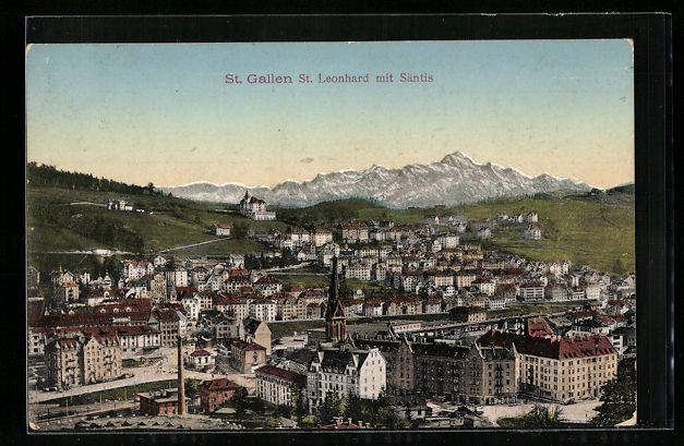 Cartoline postali: AK St. Gallen, St. Leonhard mit Säntis – Usato da Berlin venduto da bartko-reher