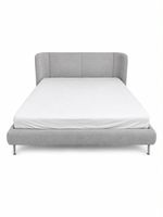 Grey upholstered bed frame with metal legs QUEEN