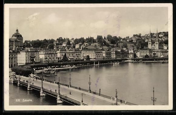 Cartes postales: AK Luzern, Brücke mit Passanten – D'occasion à Berlin par bartko-reher