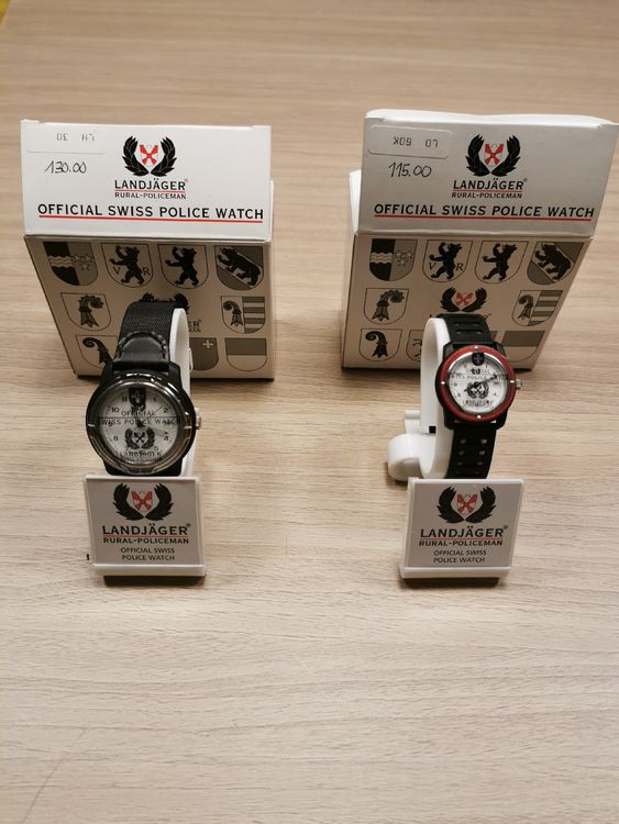 2 Landjäger Swiss Police UHREN mit Kt. BERN Wappen. (Neu und ...