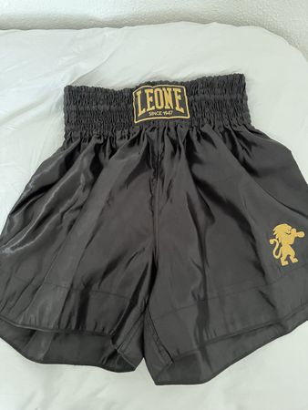 Leone Boxing Shorts Black Muay Thai MMA Fight Wear Size L