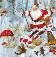 Serviette weihnachtsmann mit waldtieren (w391) 2Stk.