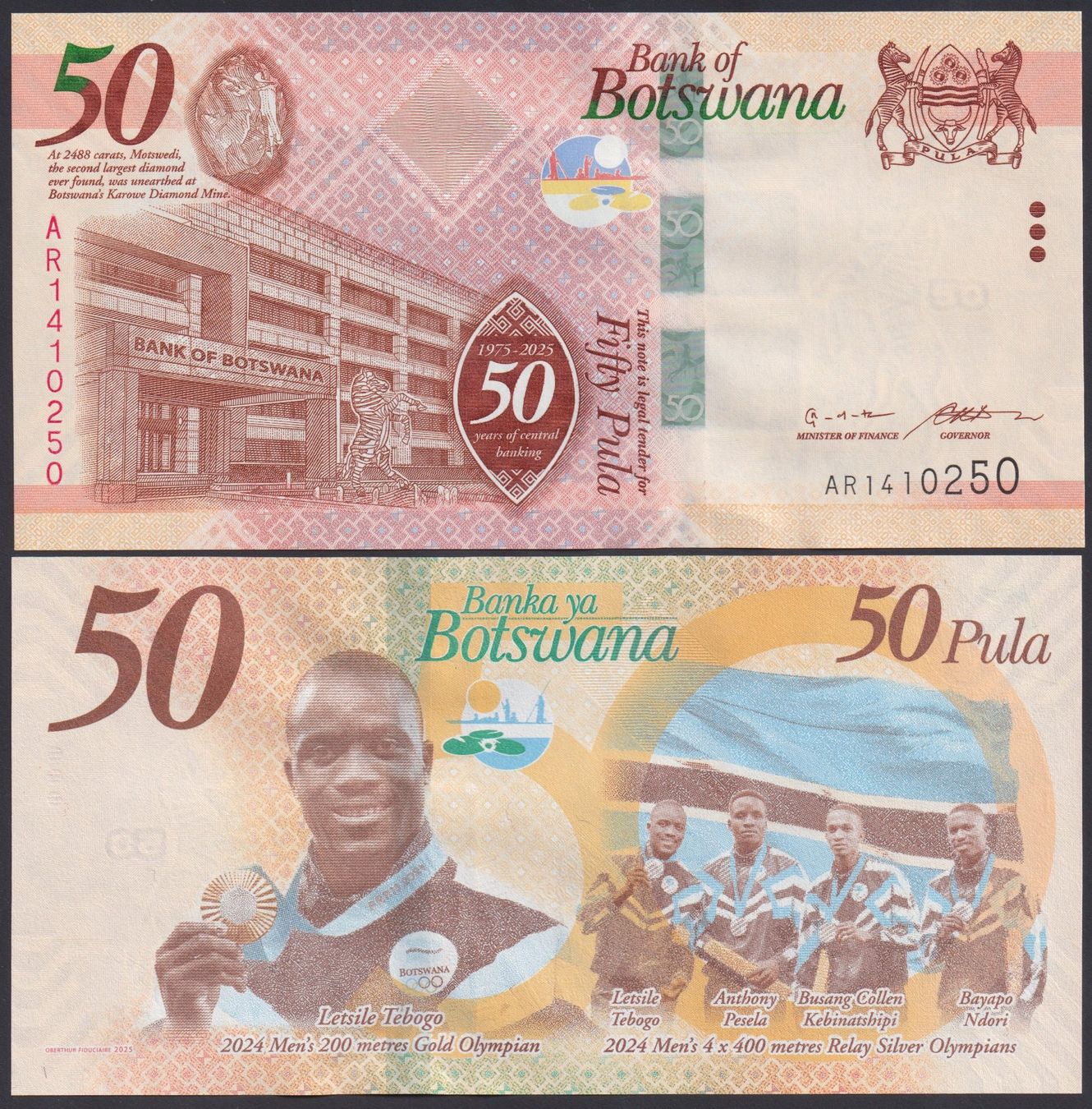 Banconote: Botswana 50 Pula UNC 2025 Commemorative – Nuovo (secondo la descrizione) da Naters venduto da Radman