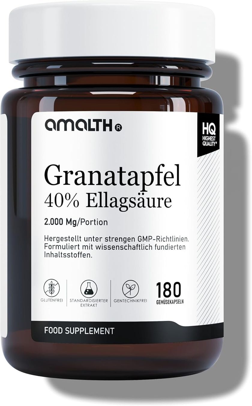 Lebensmittel & Spezialitäten: Granatapfel Kapseln 2000mg 40% Ellagsäure – Neu und originalverpackt aus Suhr von TradeMasters