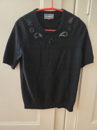 Pull Eric Bompard cachemire noir perles T M