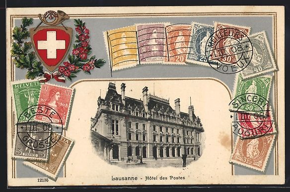 : Lausanne, Hotel des Postes, Briefmarken – Usato da Berlin venduto da bartko-reher