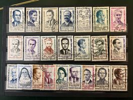 Lot complet héros résistance 1957-61 oblitérés