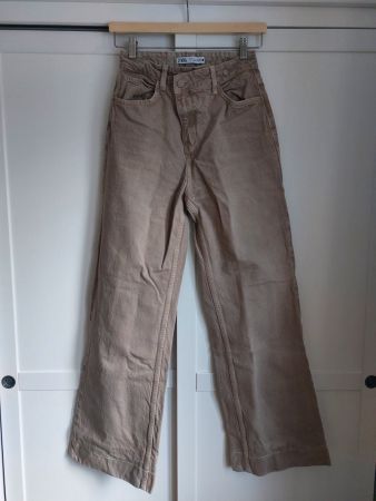 Zara Wide Leg Jeans Beige Gr. 36