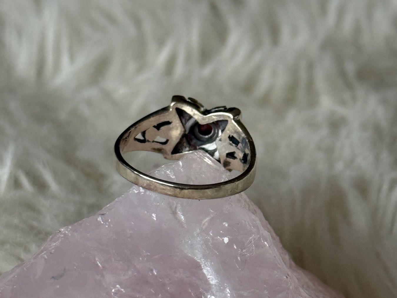 Anelli: Vintage Silberring 925 mit rotem Stein – Usato da Istighofen venduto da Ringparadies 2