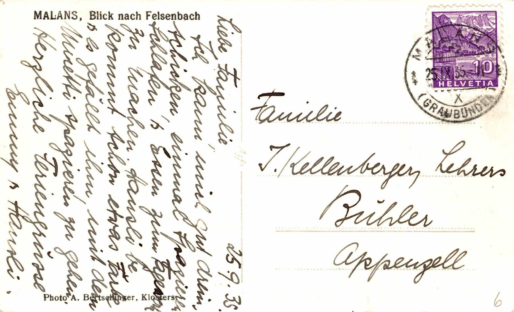 Ansichtskarten: Malans, Blick nach Felsenbach – Gebraucht aus Bronschhofen von Astore 1