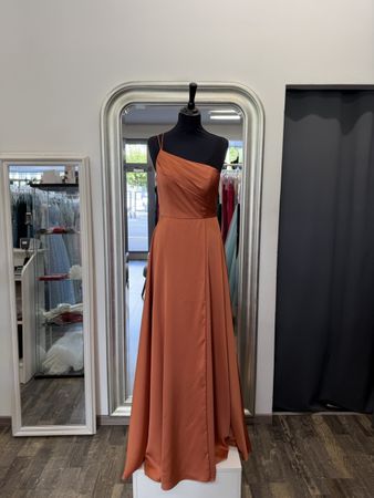 Damen Abendkleid one-shoulder kupferfarben Grösse 36
