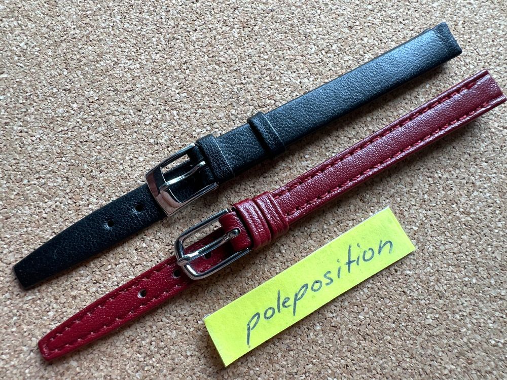Stück Uhrenarmband 8mm Leder, rot und schwarz (Neu (gemäss