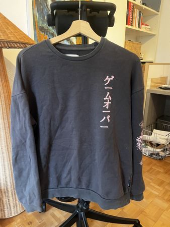 Grauer Pullover mit Drachen Motiv