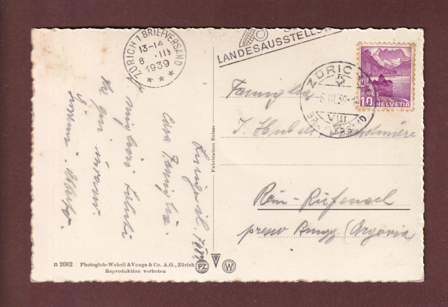 Cartoline postali: ZÜRICH - Quaibrücke - 1939 – Usato da Pully venduto da nicecards-shop 1