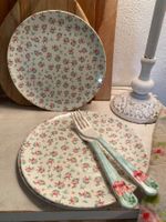 Melamin Rosen Set, 3 Teller, 2 Gabel,  5-teilig