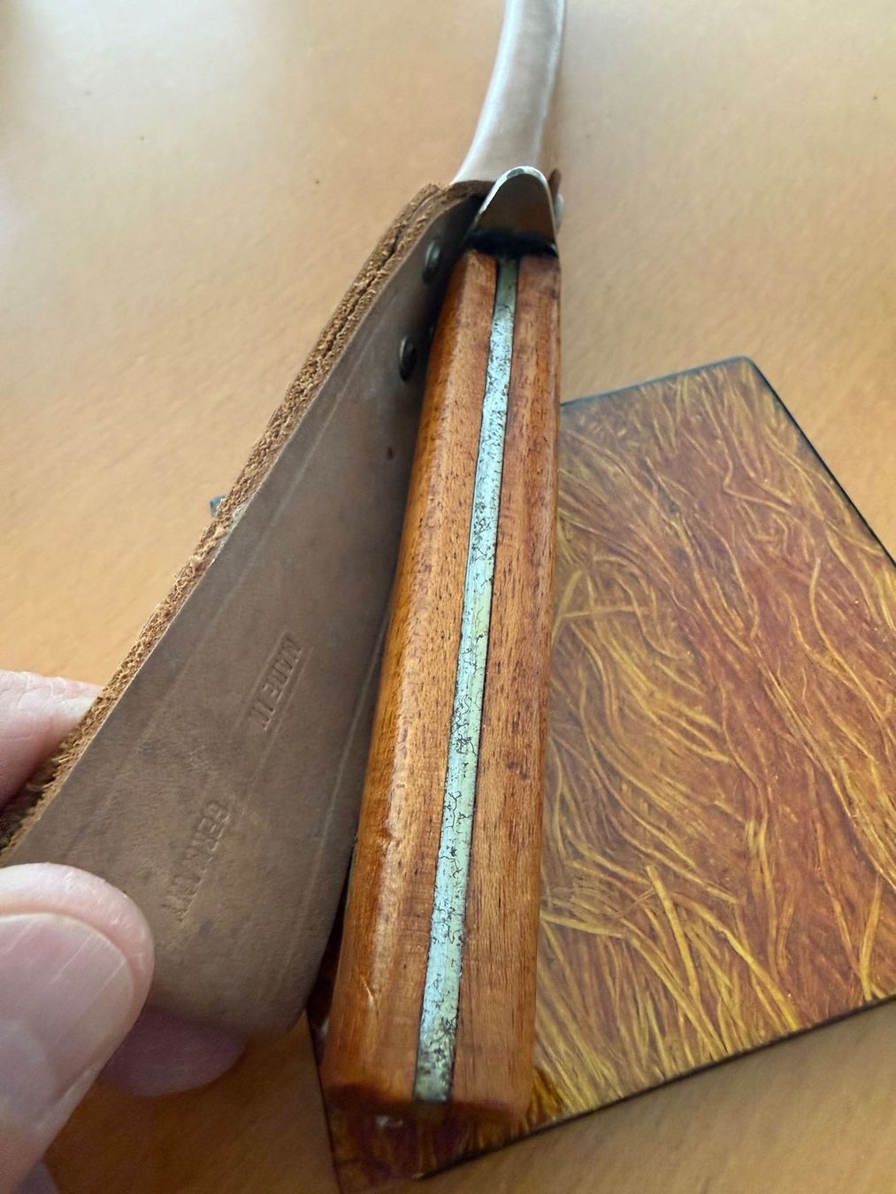 Zubehör: Bowie Messer, Holzgriff, Scheide Leder, Vintage – Gebraucht aus Fehraltorf von bruggin 9