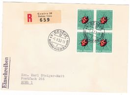 Lettre R. de Genève cachet S338 pour Biel le 5.V.53