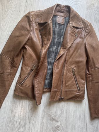 Massimo Dutti Brown Leather Jacket XS original price 300 chf