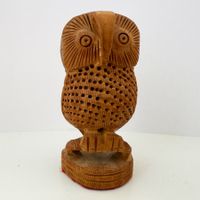 Hibou en bois sculpté main