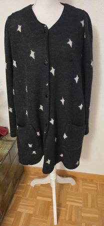 Anne Sufer Strickjacke schwarz Sternen Wolle Alpaka gr.XL