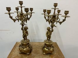 2 Messing-Kerzenständer mehrflammig Louis XV Stil