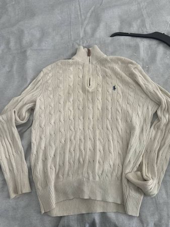 Polo Ralph Lauren 1/4 Zip Silk Sweater - Size M - Cream