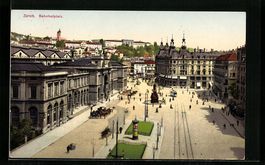 Zürich, Bahnhofplatz aus der Vogelschau
