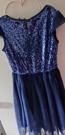 Robe de fête à paillettes, bleu marine, taille 134 / 8-9 ans