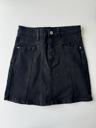 Black Denim Mini Skirt, High-waisted